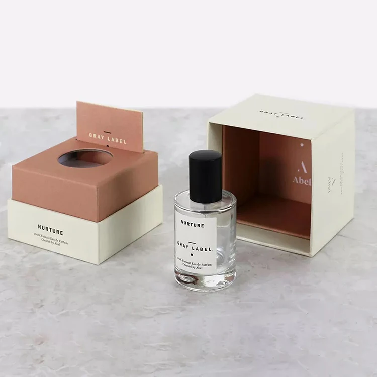 Customized Logo cover and tray paper box Paperboard 30ml 50ml 100ml empty Round Bottle Perfume Box Packaging