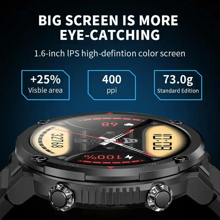 2023 New LIGE Smart Watch 1.6 Inch Full Touch Sport Bracelet Smartwatch Men Bluetooth Call Smart Clock Smartwatch Android / IOS