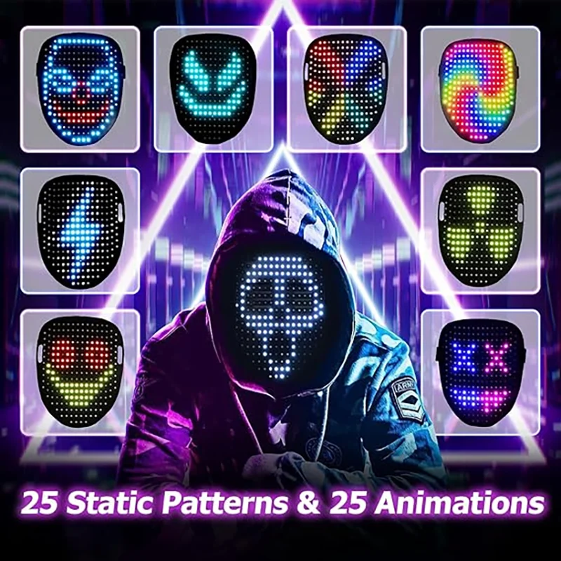 Neon Scary Light Up Skull Ghostface Halloween Terrorist Mask Cosplay Party LED Face Masks for Halloween Men Women Mask