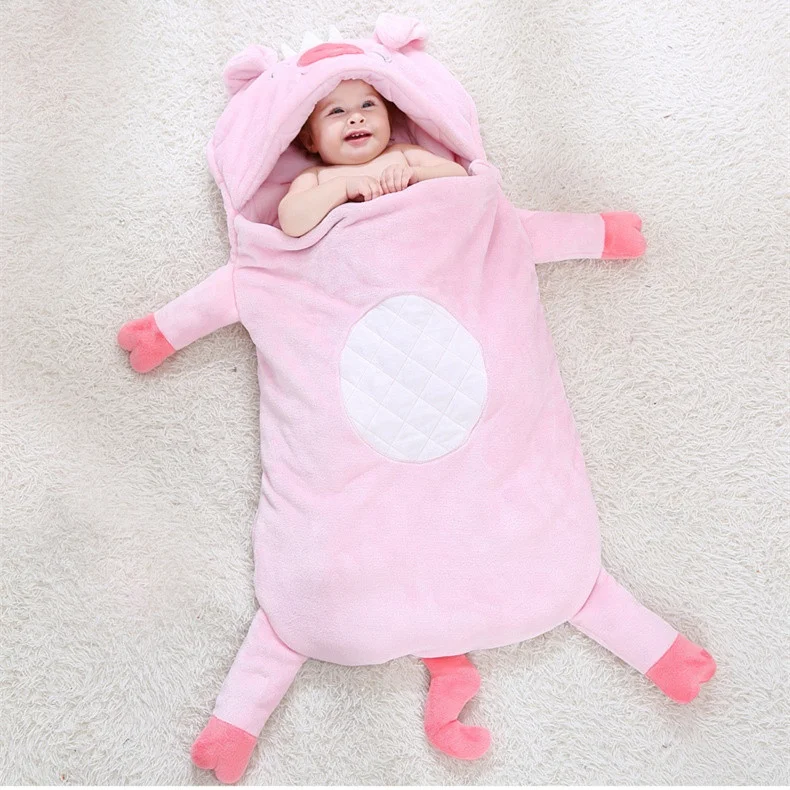 2022 Animal Design Breathable Bedding Use Thick Warm Baby Sleeping Sack Newborn Infant Bag Swaddle
