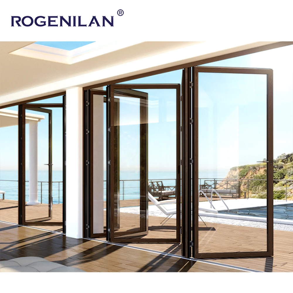 Modern Waterproof Accordion Door Balcony Partition Bifold Doors Aluminum Villa  Foldable Slide Patio Lowe Glass Door