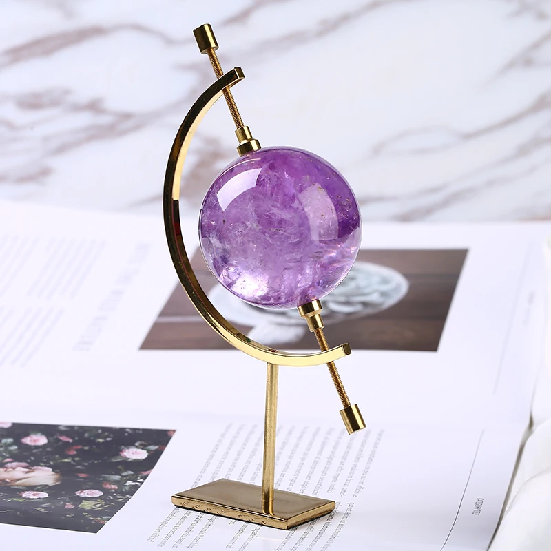 Wholesale Natural Amethyst Sphere Charka Polished Crystal Stone Balls Globe with Base