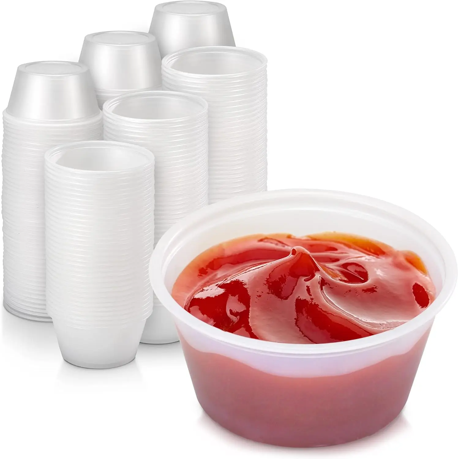 1oz Sauce Container PP Transparent Disposable Sauce Cup Round  Black Clear PP  Deli Sauce Containers With Lid
