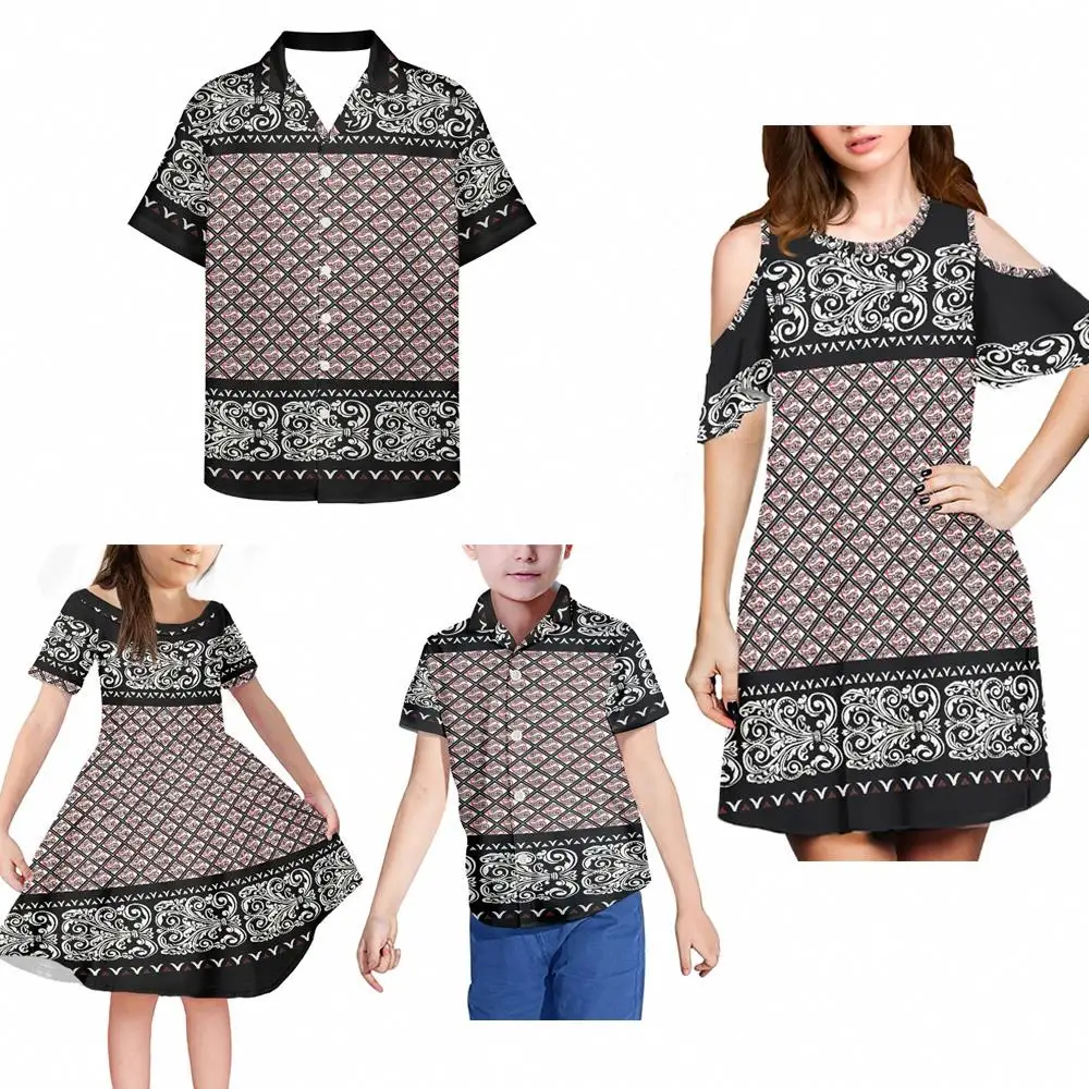 Shirt Boys Clothing Sets Matching Outfits For Family Casual Sexy Little Girls Party Dresses Custom Bandana Mandala Print Design