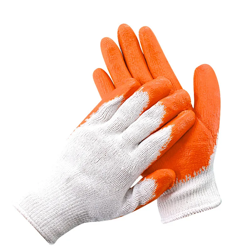 10 gauge  latex foam coated white cotton lined construction nitrile safety gloves pleated latex palm rubber impregnated gloves