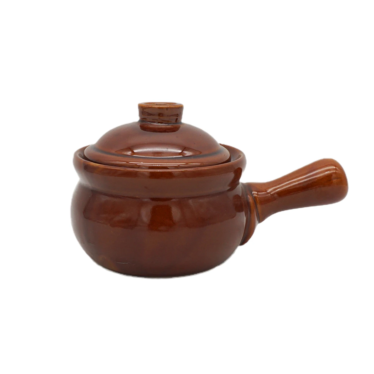 Custom kitchen small glazed round ceramic cooking soup tureen pot with long handle