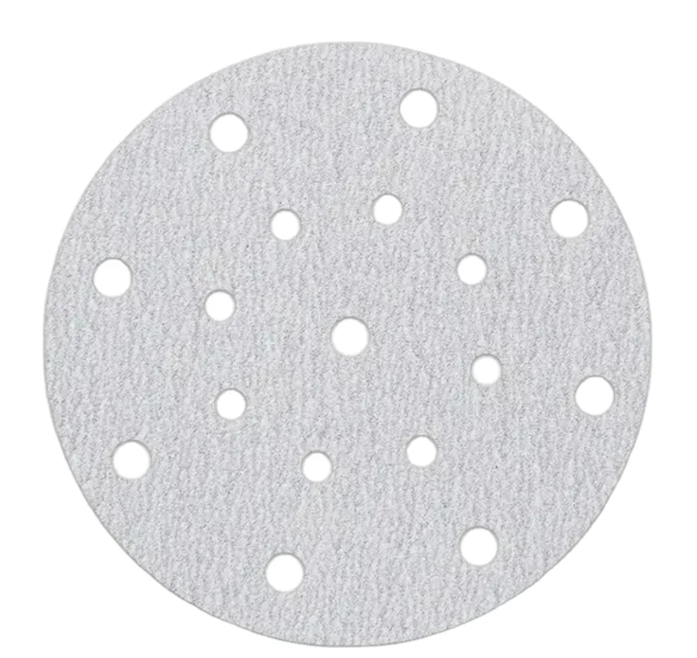 6 Inch 17 Holes 60-1000 Grit White Flocking disc sandpaper for  paint surface polishing