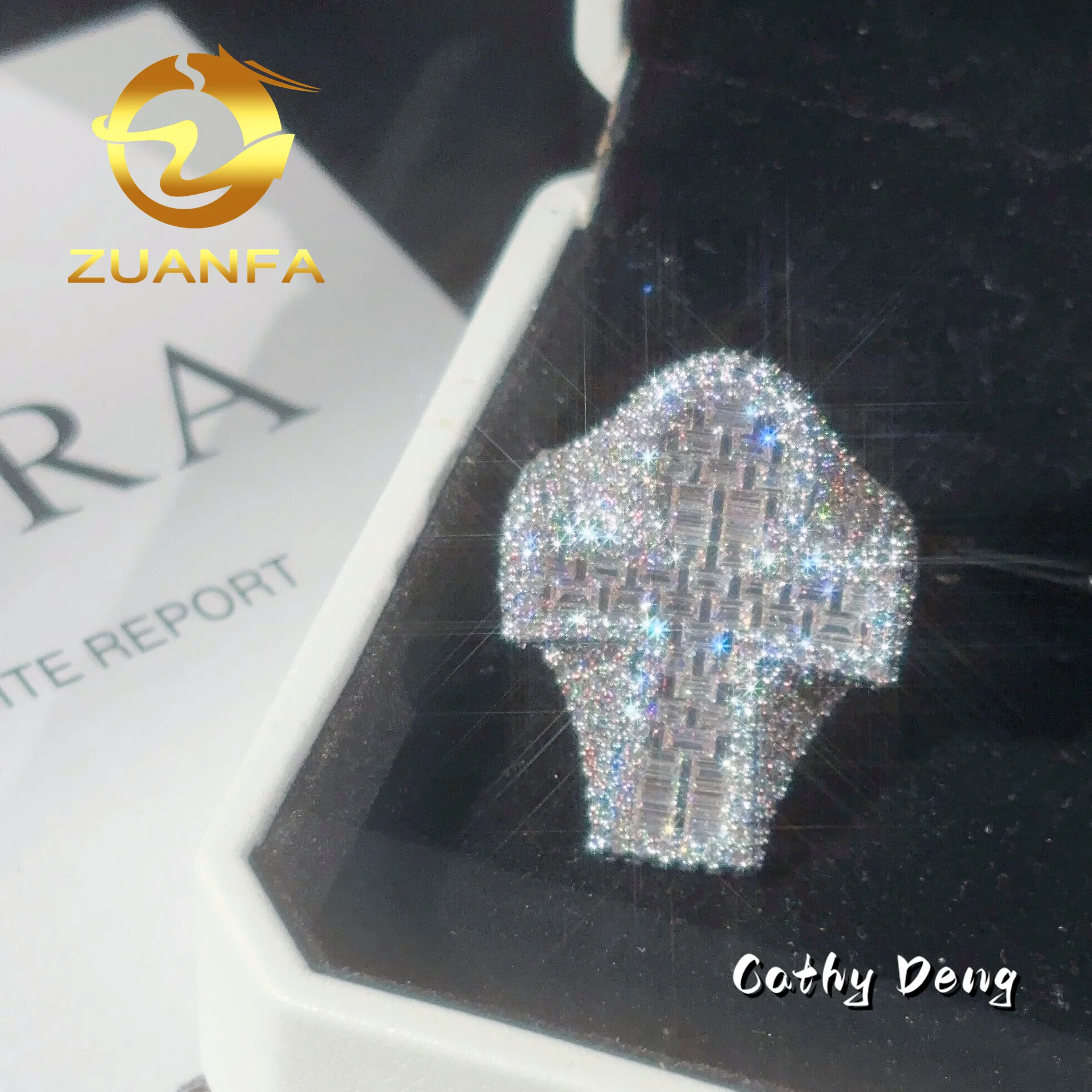 Zuanfa Jewelry Hot Selling Hip hop Ring Cross Full Pave Moissanite 925 Sterling Silver Ice out Moissanite Men Diamond Ring