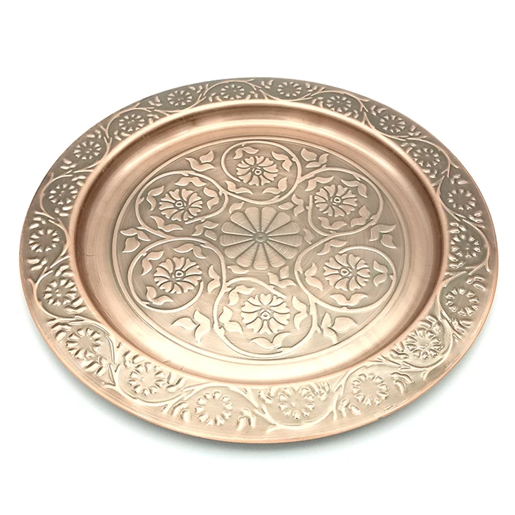 
Non-disposable stainless steel plate gold-plated metal plate Arabian dinner plate 