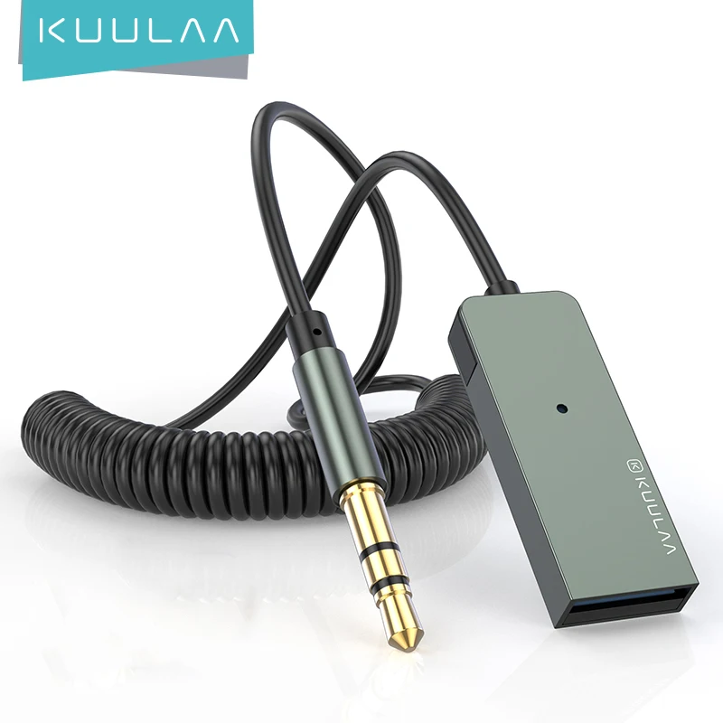KUULAA Audio Transmitter Receiver Car BT Receiver 3.5mm AUX Wireless Adapter 5.0 Car Audio Receiver