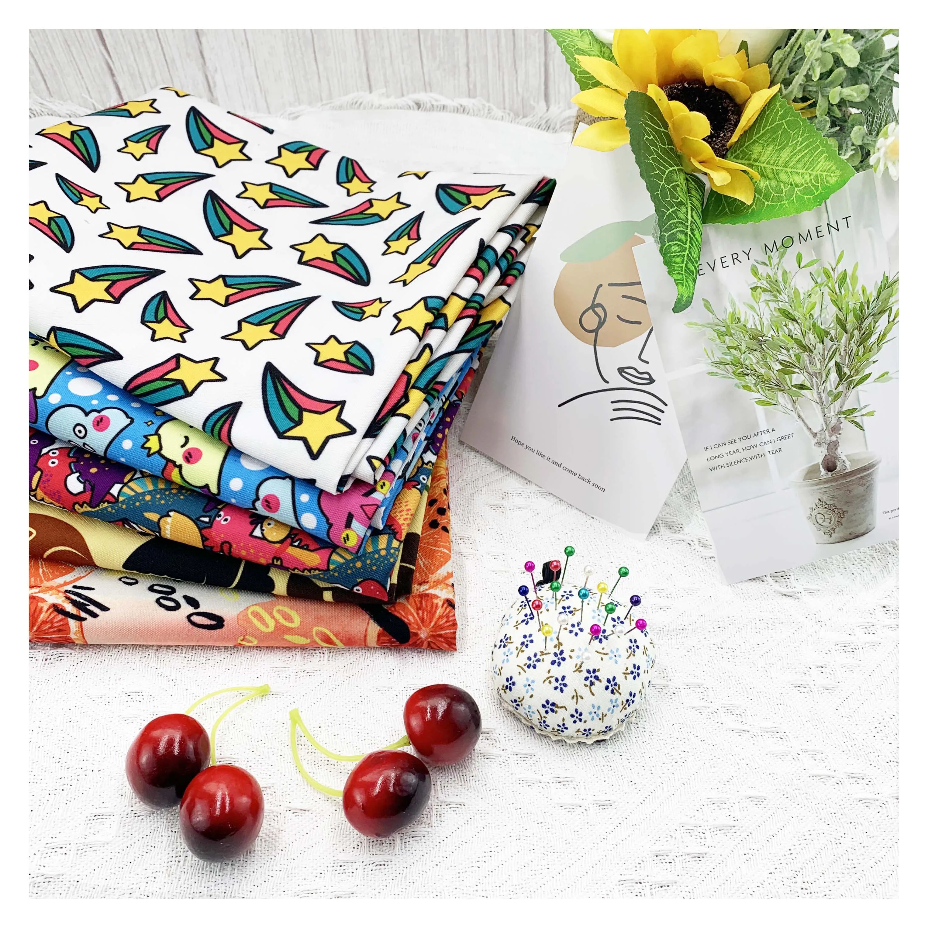 Лидер продаж 2021, мультяшная цифровая печать на заказ, хлопчатобумажная ткань для детей, нет минимального заказа