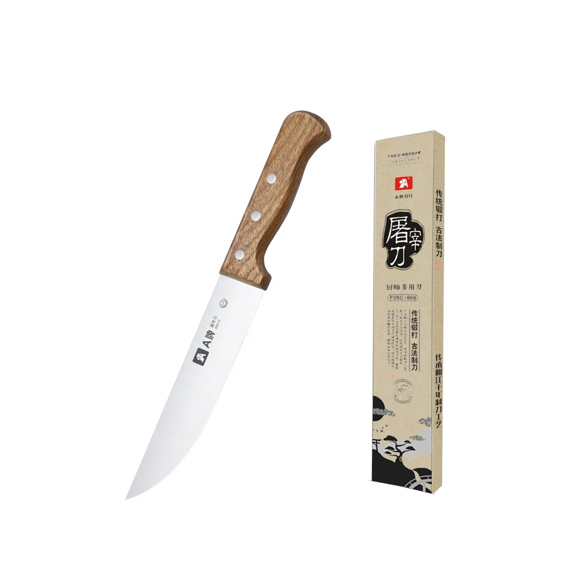Professional slaughter knife wood handle chef butcher knife