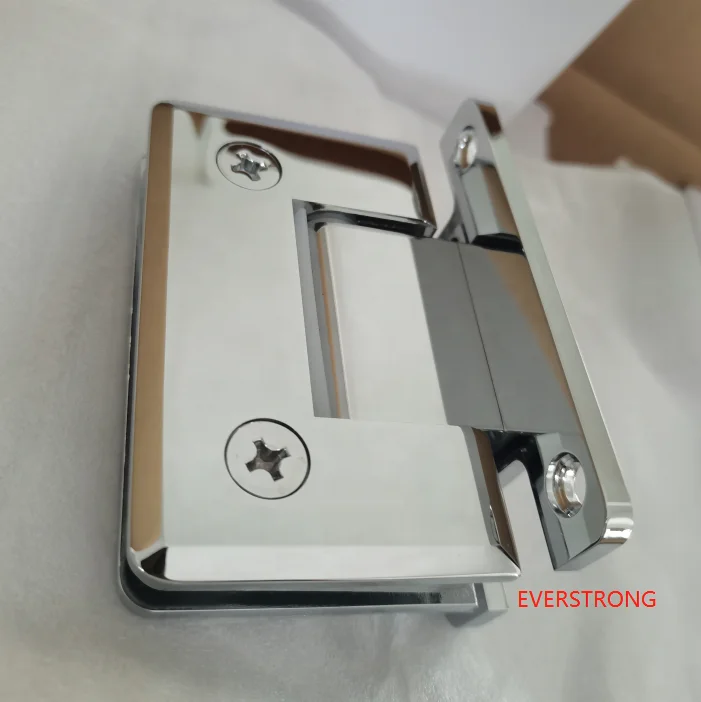 Frameless Brush nickel brass  standard glass  shower door  hinge  A016H Pinnacle 037 Series with Wall Mount H Back Plate