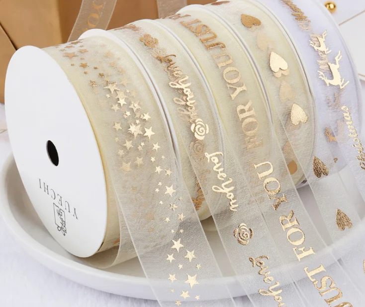 Snow yarn ribbon gift cake box wrapping satin ribbon bow wedding bronzing decoration