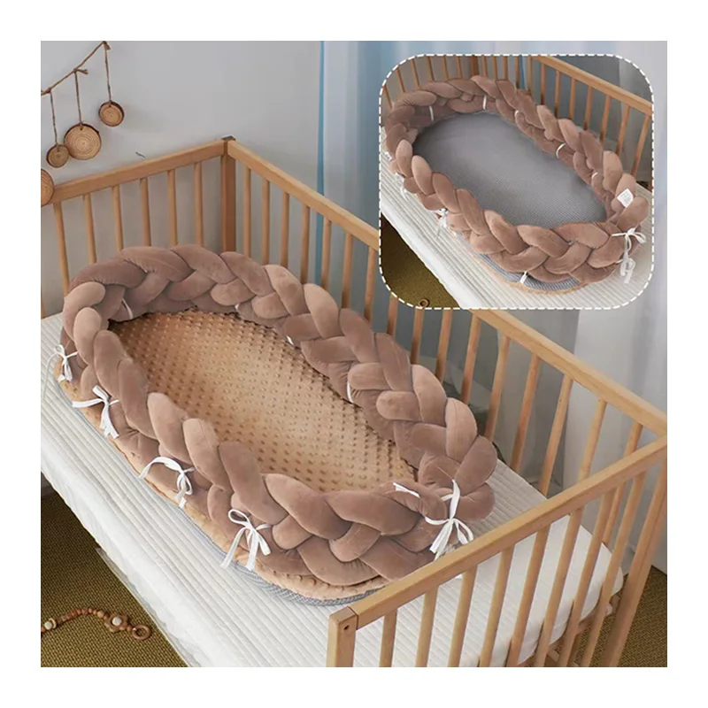 Customized 100% Cotton organic sleeping design pattern crib bumpers baby nest bed with pillow in the