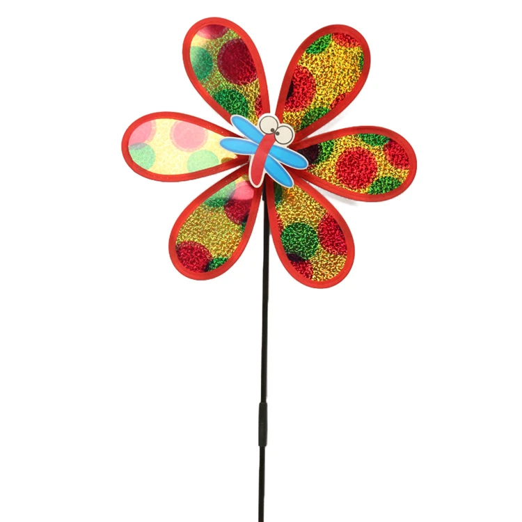 Single-layer glitter toy classic windmill hand-held small sequin windmill plastic sequin insect windmill