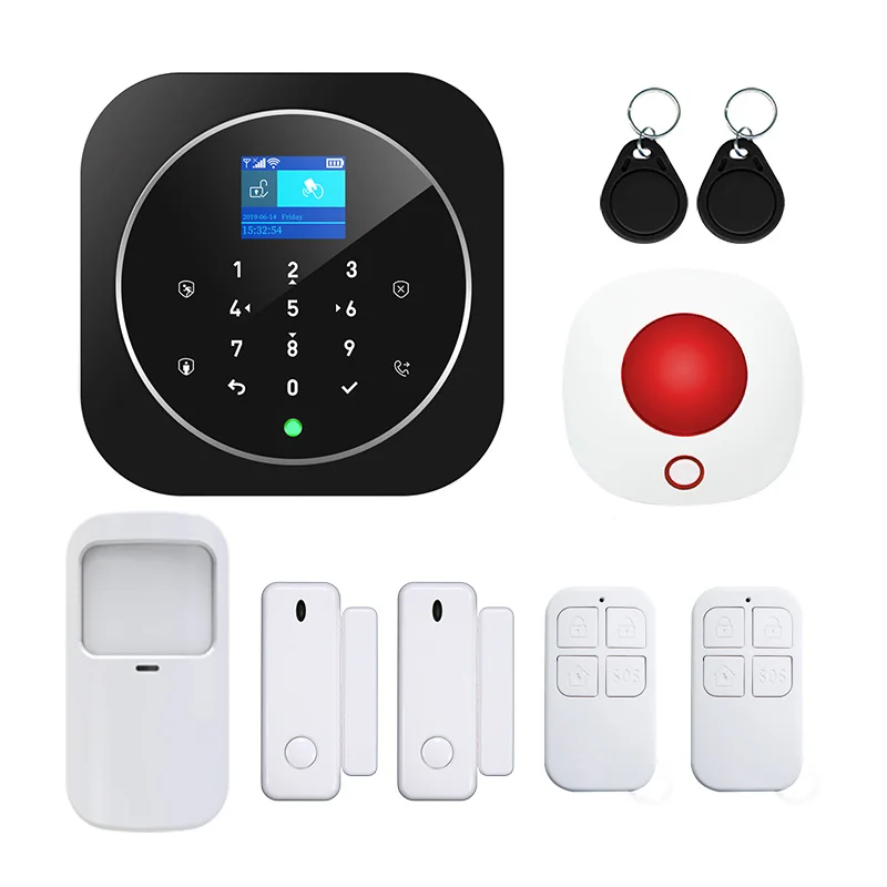 WiFi GSM GPRS SMS Wireless Home Security Alarm System Flash Siren PIR And Door Smoke Detector IP Camera