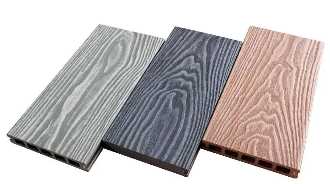 2022 Most popular  3D deep wood grain embossed hollow decking WPC in UK market