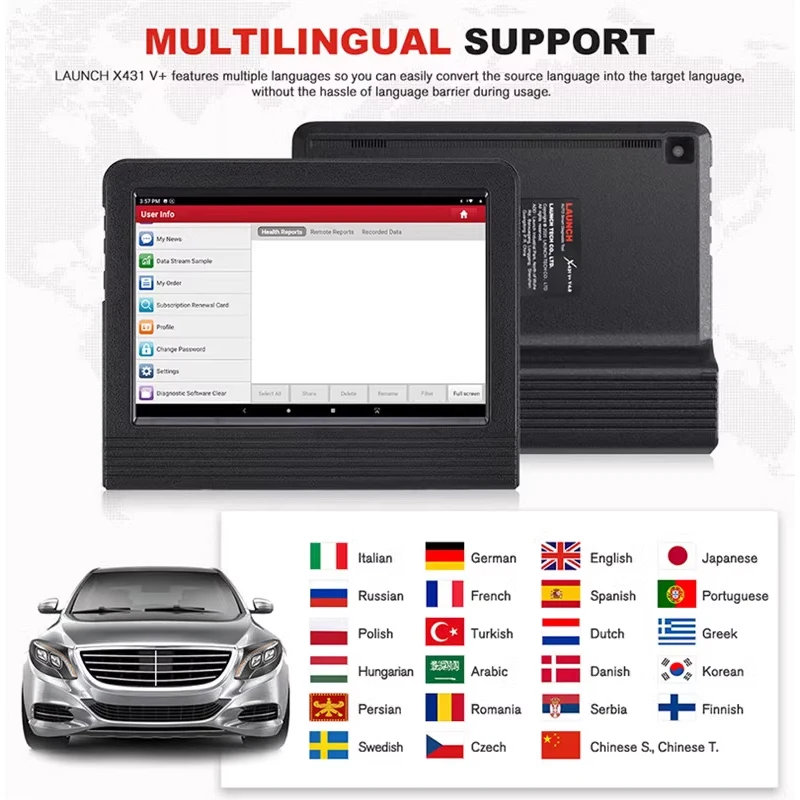 Launch X431 V+ 4.0 Elite Version Global Wifi/Bluetooth 10.1inch Tablet Full System Bi-Directional VAG Guided Code Reader