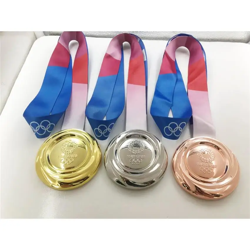 Custom Logo Metal 3D Medals Souvenir Gifts Gold Sports Meeting Running Champion With Ribbon 2020 Tokyo Medal