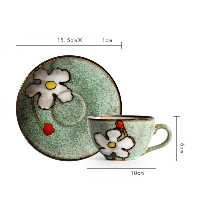  Чайные чашки и блюдца в японском стиле яркой глазури кофейного цвета
