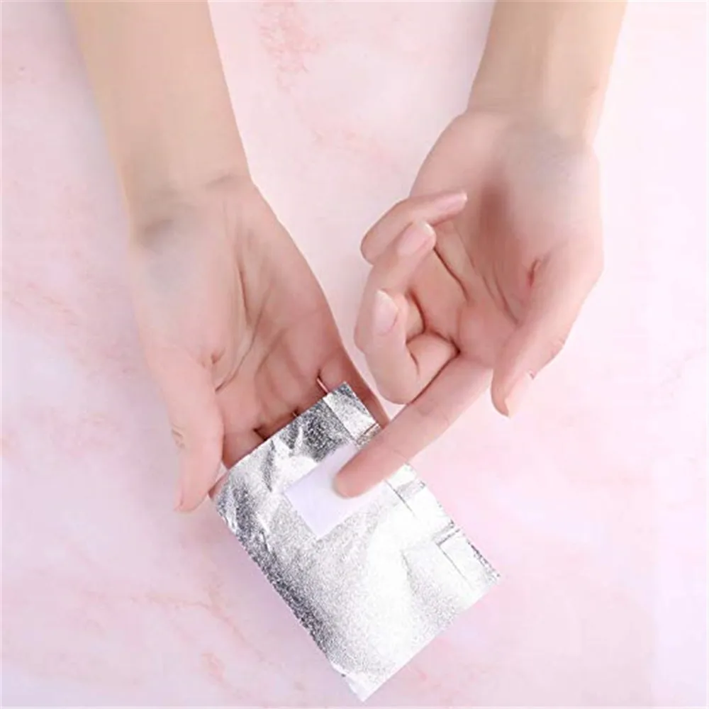 100pcs/bag Aluminum Foil Nail Art Soak Off Foils Removal Gel polish With Cotton Pad Remover Wraps Nails Removal Foil