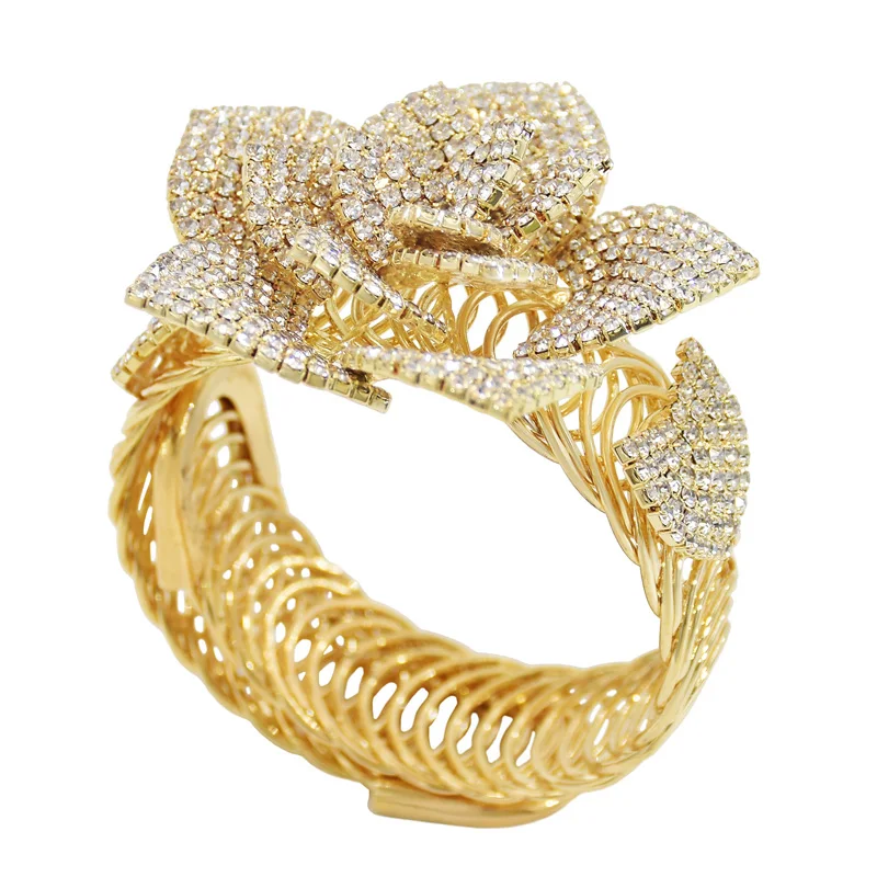 
Crystal flower heart charm bracelet fashion popular rose gold rhinestone bracelet 