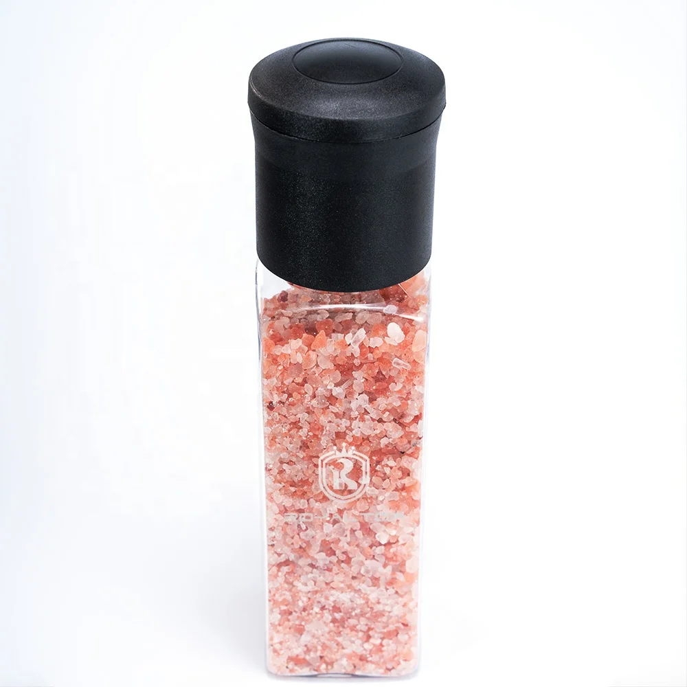 wholesale 12oz clear pet spice packaging seasoning mill bottle jar plastic shaker pepper and himalayan salt grinder