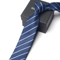 Gift box Solid Mens Skinny Ties Fashion Plain Gravata Ties Woven Silk Ties for Mens Wedding Suits Cravate