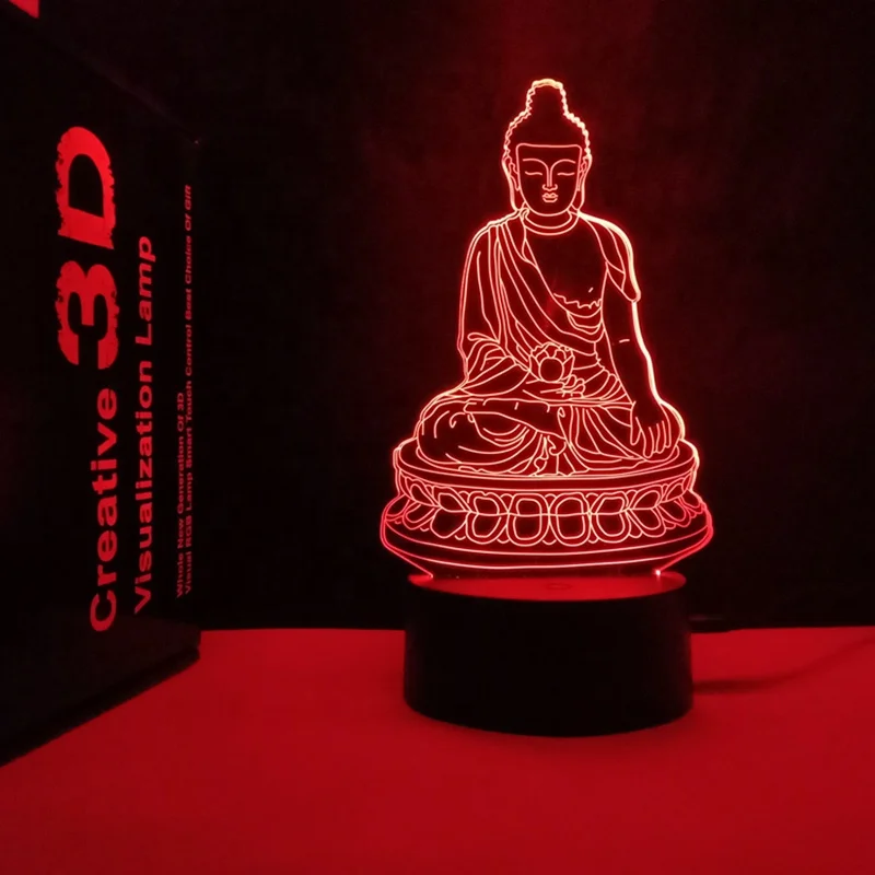 3D Illusion Jesus Night Light Lamp 7 Colors Gradual Changing Touch USB Buddha Table Desk Lamp Creative Gift or Home Decorations