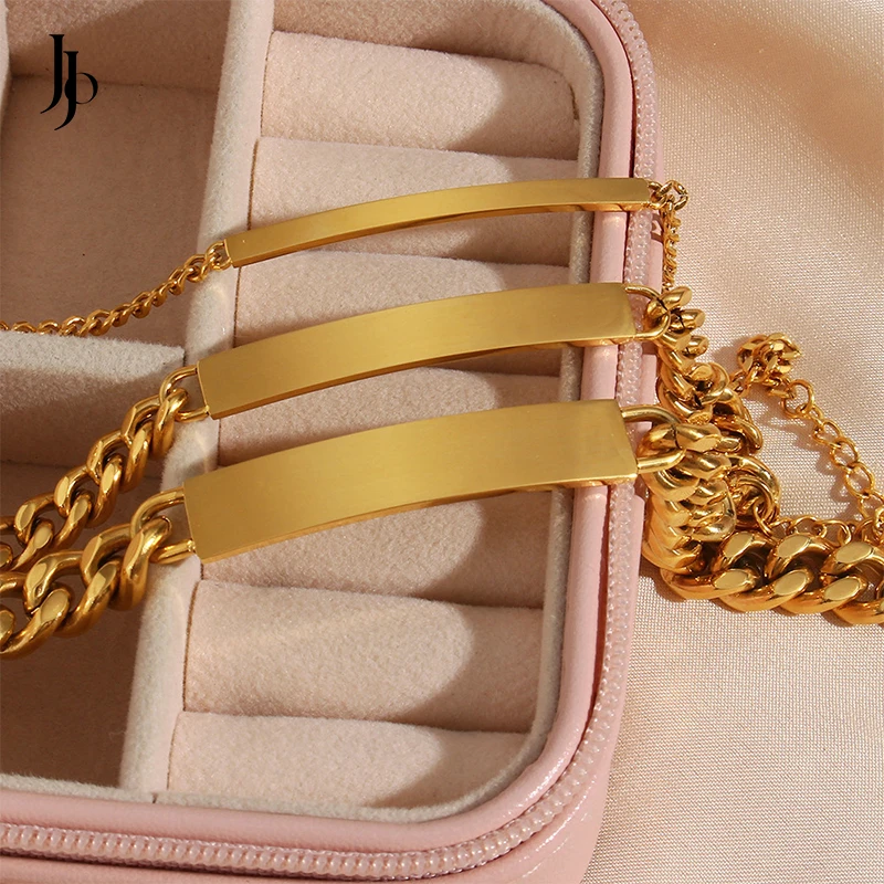 JOJO Fashion 2023 Personalized Stainless Steel Curved Bracelet Jewelry Cuban Link Chain 14k Gold