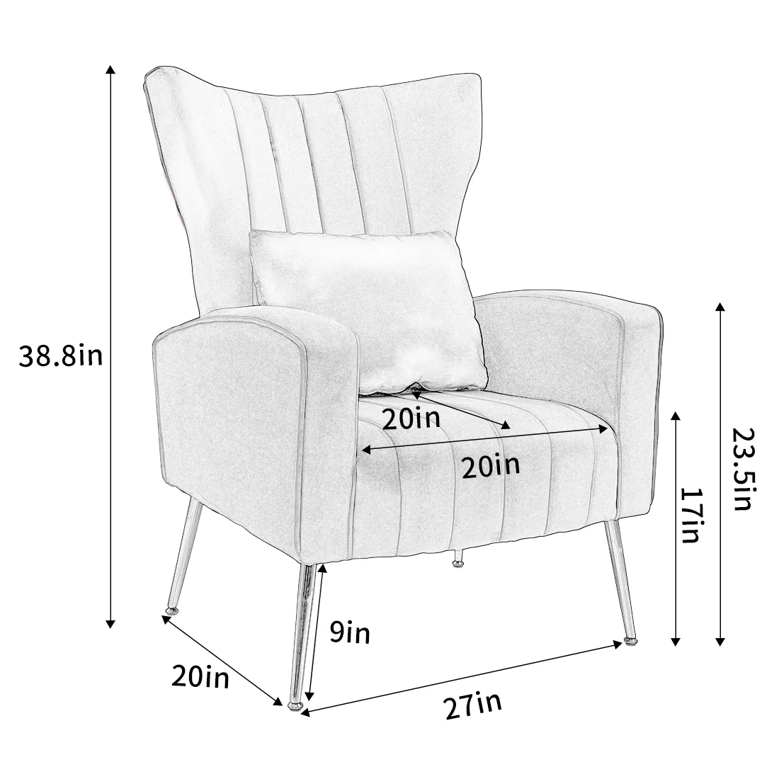 High Quality Modern  Luxury Wood Frame Velvet Fabric Backrest and Seat Cushion Removable Arm Chairs Living Room Home Furniture