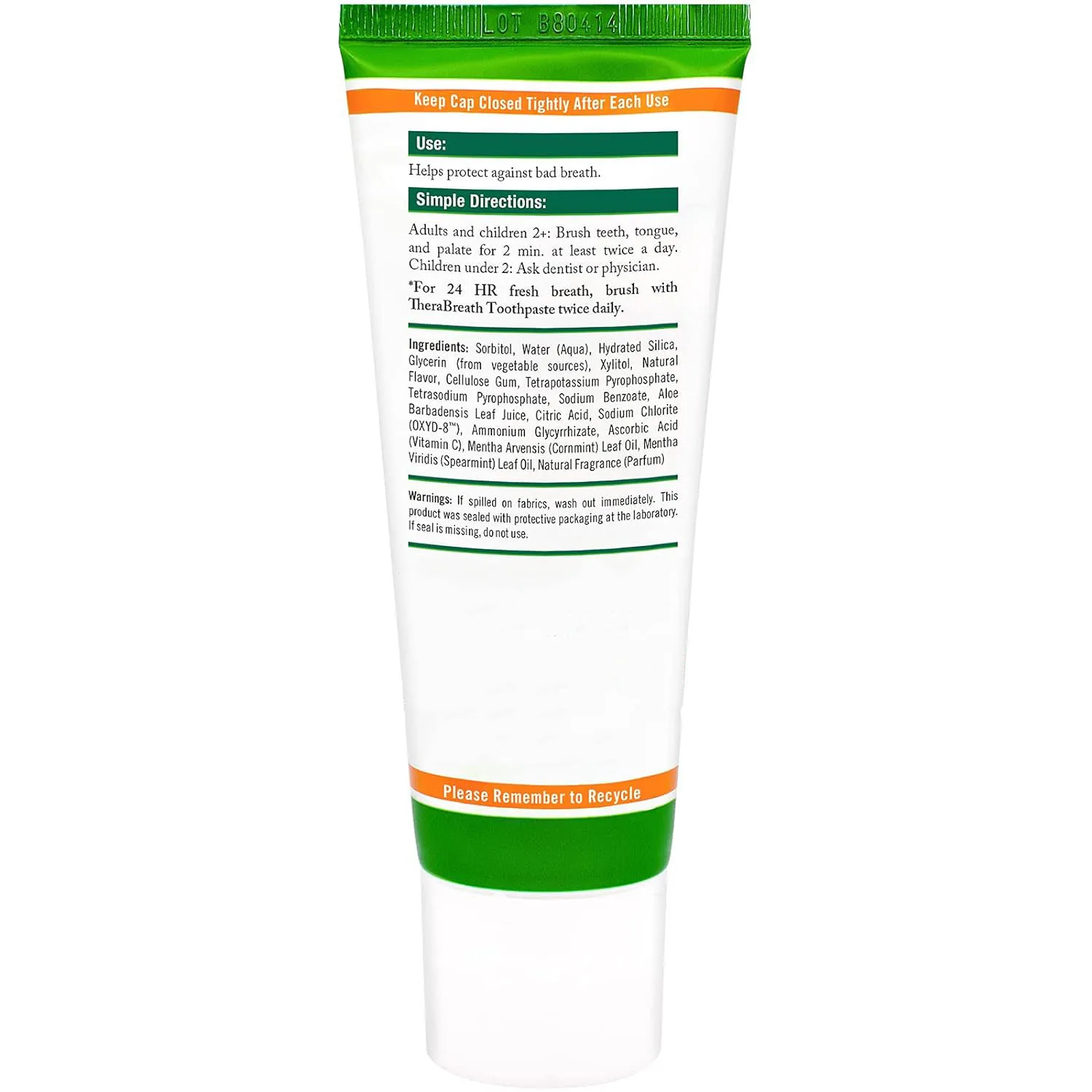 Supports Customization OEM/OBM Factory Fresh Breath Fluoride Free Toothpaste Mild Mint Dentist Formulated for Adult