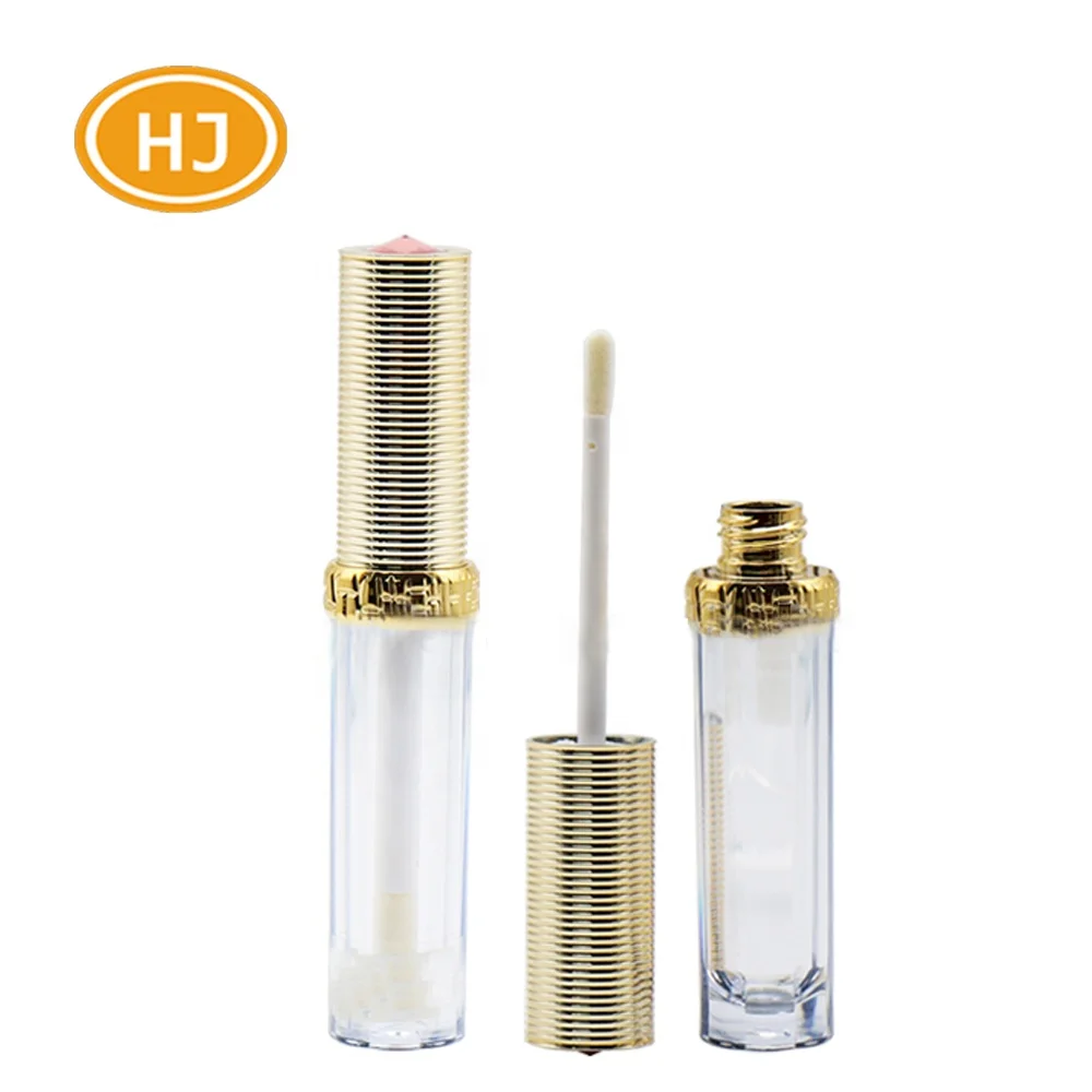 Shiny gold lipgloss tube with lid