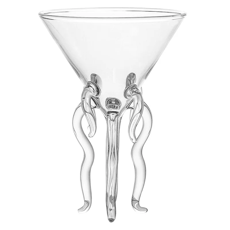 hot selling mouth blown clear wholesale custom Octopus design martini glasses cocktail
