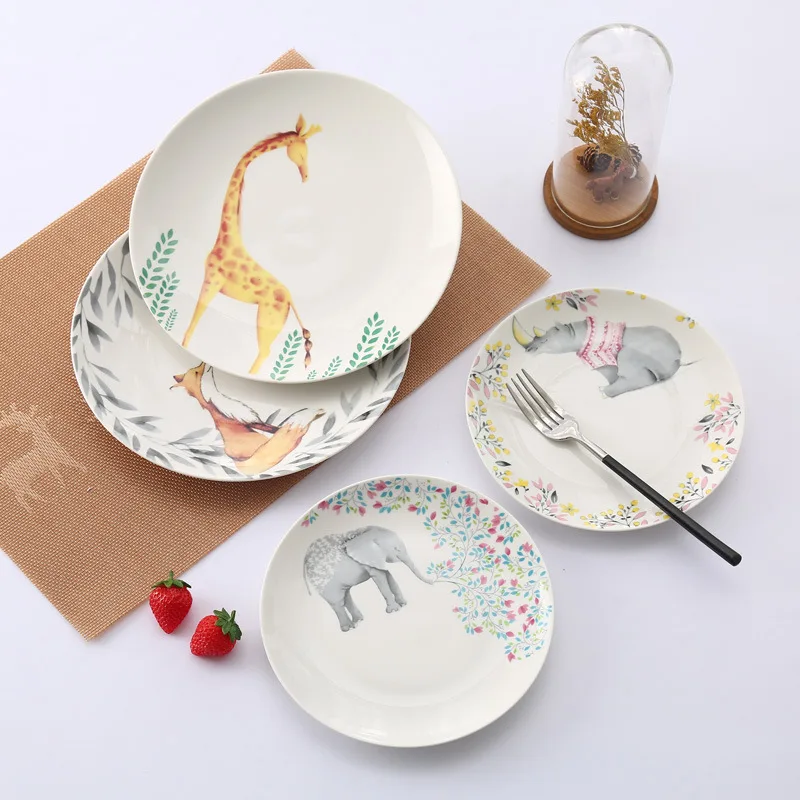 8 And 10 Inches European Style Animal Design Chaozhou Ceramic Dinner Plates & Plate Christmas Ceramic