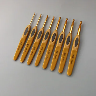 
8pcs crochet needle set orange plastic metal durable practical crochet hook knitting needle set 