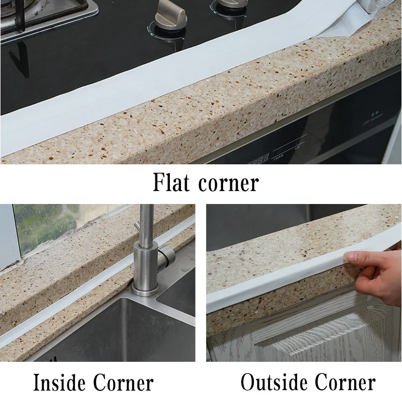 High quality PE Self-Adhesive Sealing Caulk Strip Kitchen Sealant Edge Tape Waterproof Tape for Bathroom  or Wall Corner