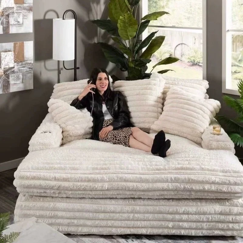 Nordic light luxury leisure sofa coarse velvet sofa can be dismantled and washed simple living room balcony sofa set