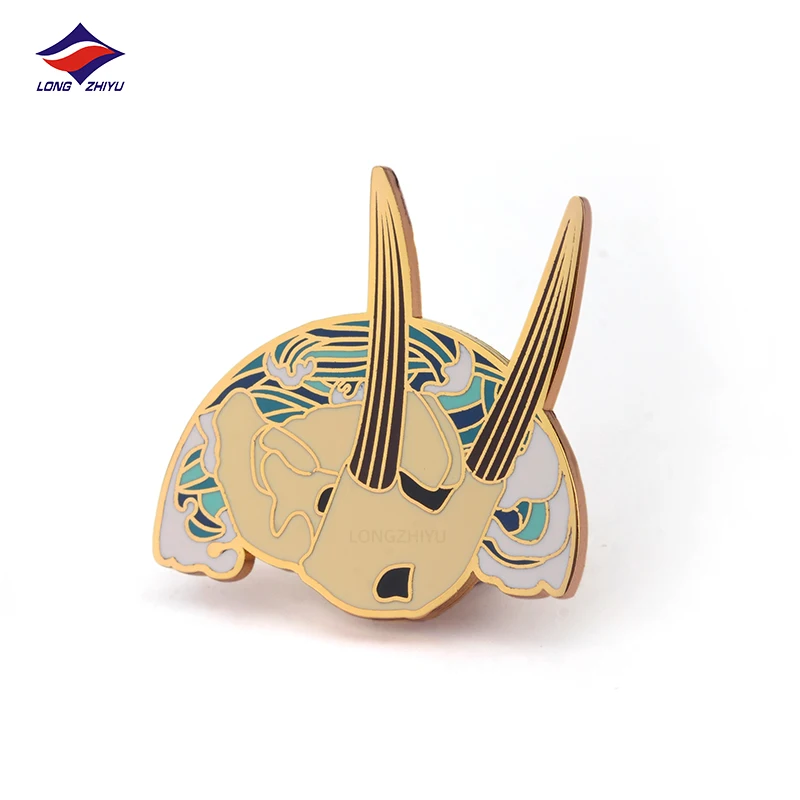 Longzhiyu anime hat brooch pin manufacturer custom cute color animal pins metal enamel personalized logo lapel pin