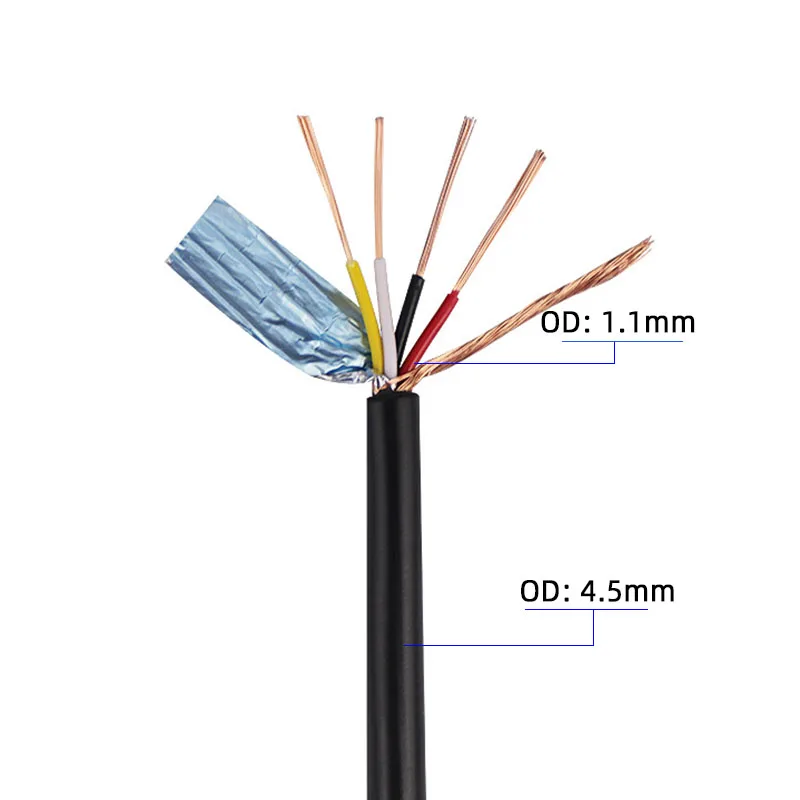 AWM 24awg 4 core wire with aluminium foil with braid multi core flexible PVC sheath shield cable