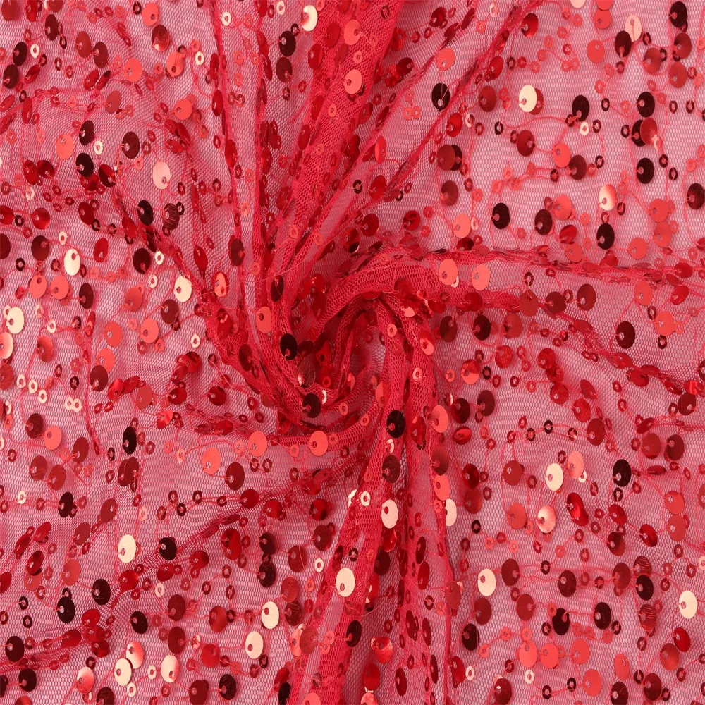 Hot Sale Sewing Glitter Fabric Embroidery French Tulle Lace Mesh Material Sequin Fabric Fabric by Yard DIY Handmade Clothing