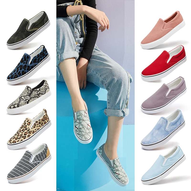 Wenzhou Factory White Canvas Trendy Shoes Ladies Black Customized Slip On Canvas Shoes For Womens Unisex
