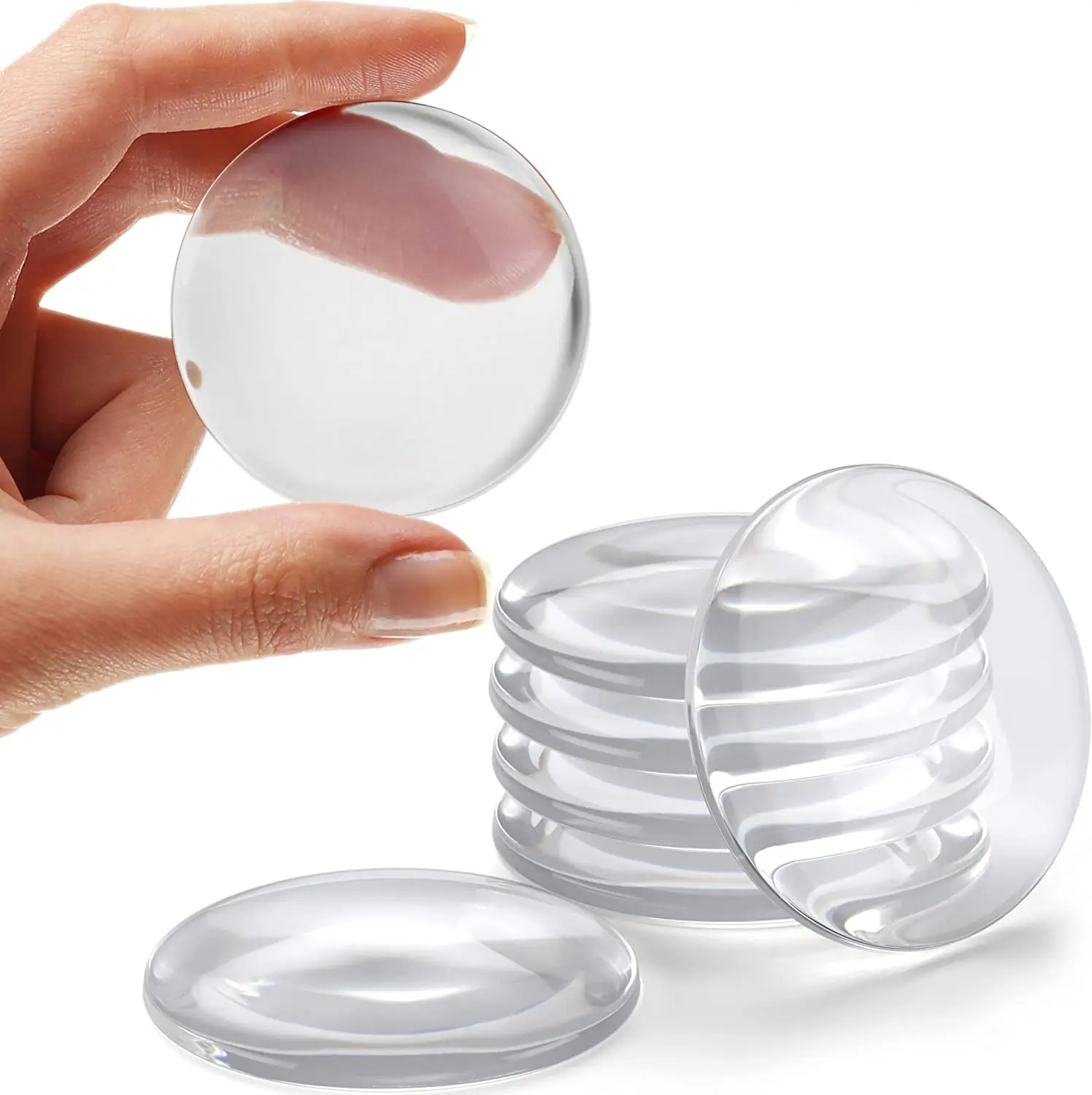 Round transparent doorstop strong self-adhesive washable reusable doorstop silicone wall door Stopper