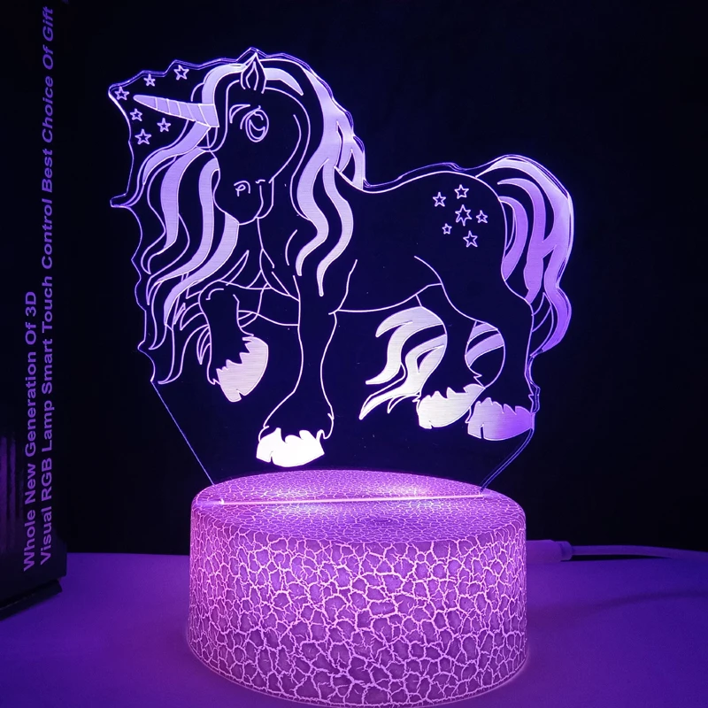 Led Optical Illusion 3D Effect Unicorn Lights Lamp for Girls Bedroom Decoration with Remote Control night light table lamp