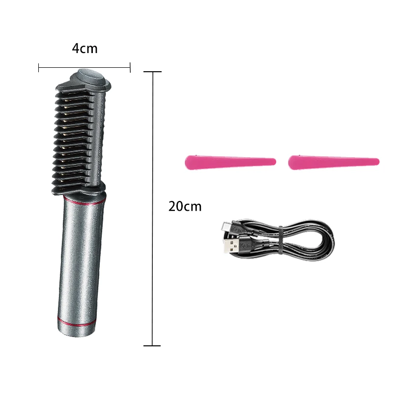 KEMEI Km-559 Electric Hot Comb Straightening Brush Cordless Fast Heated Electric Hair Straighten Comb