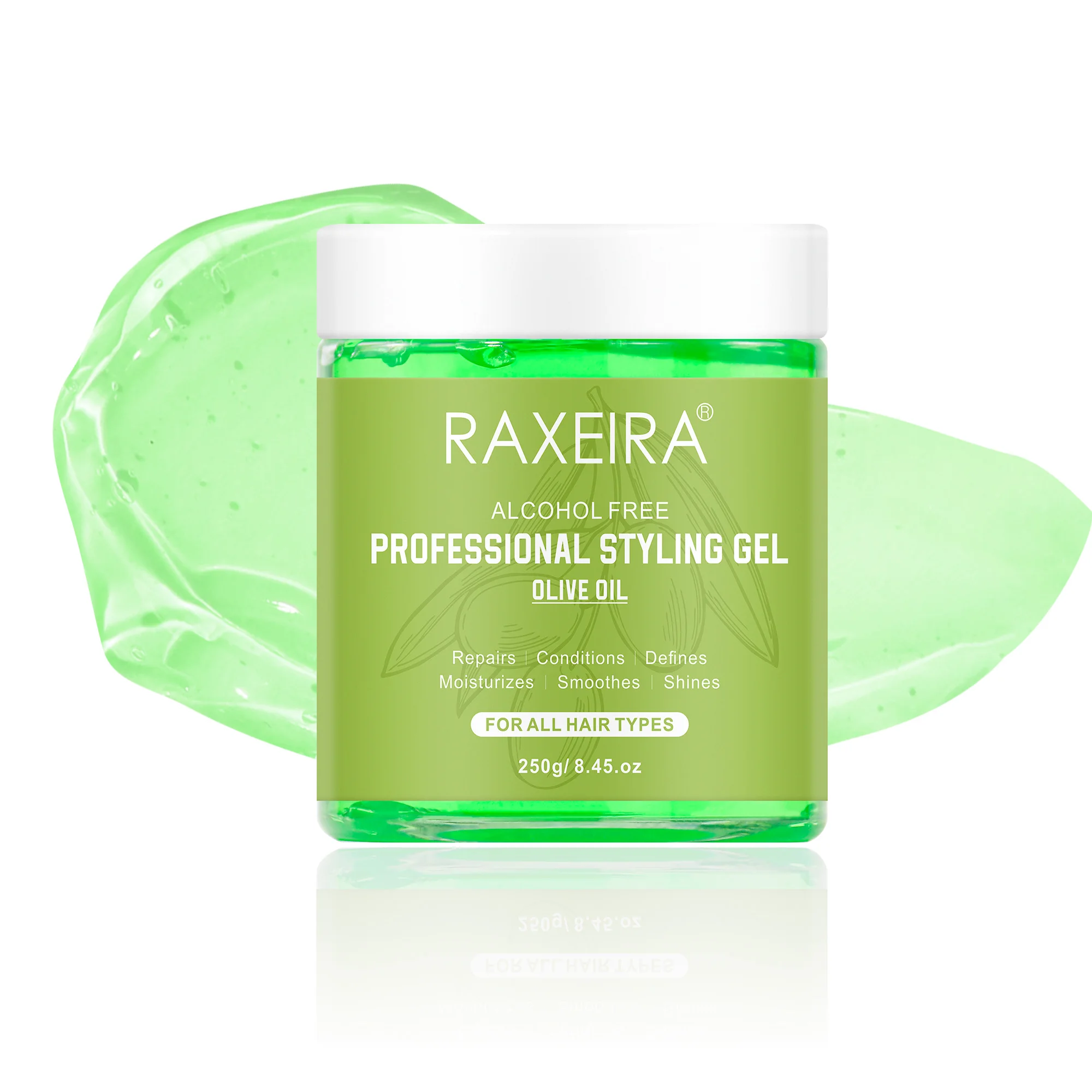 Листовой сок алоэ барбаденсис, гидролизованный пшеничный протеин, оливковое масло, Профессиональный гель для укладки волос с оливковым маслом