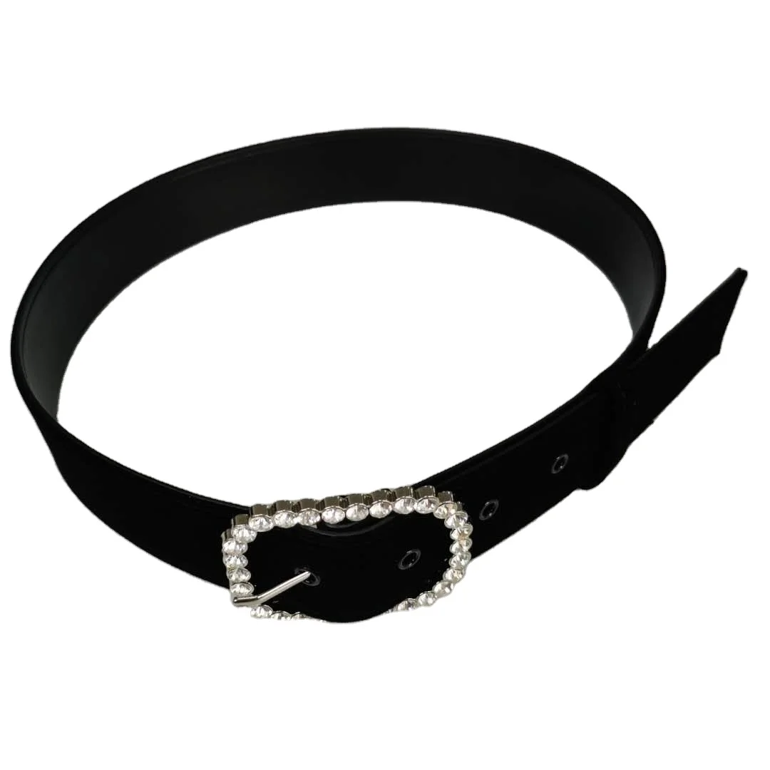Summer Style Rhinestone Suede Clothing Belts Custom Diamond Buckle Waist Strap