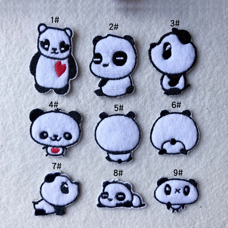 Cute cartoon fur embroidered fabric with red panda patches clothes with torn holes and adhesive patches