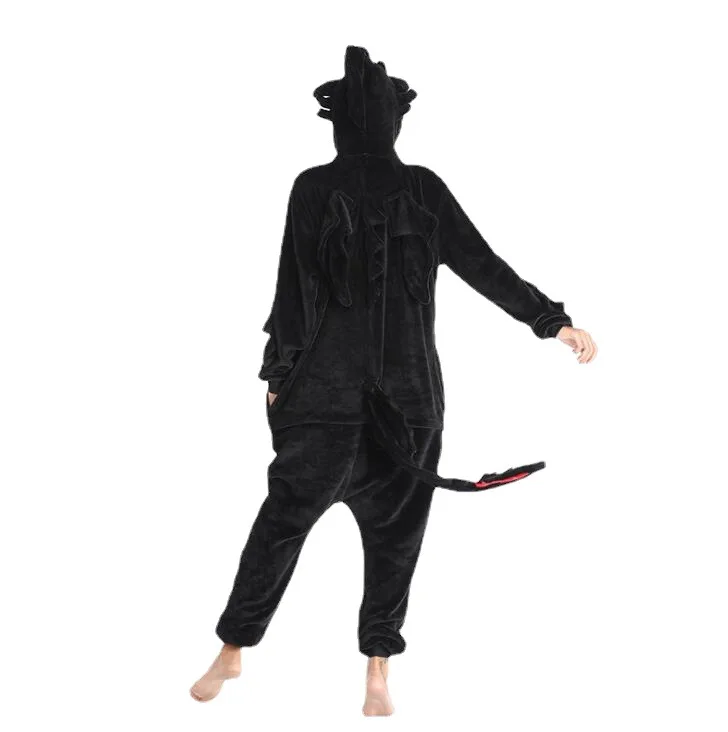 Домашняя пижама с изображением дракона мастера мультяшных животных утолщенная Пижама для лица мужчин и женщин милая Беззубая домашняя одежда мальчиков ночная фурия